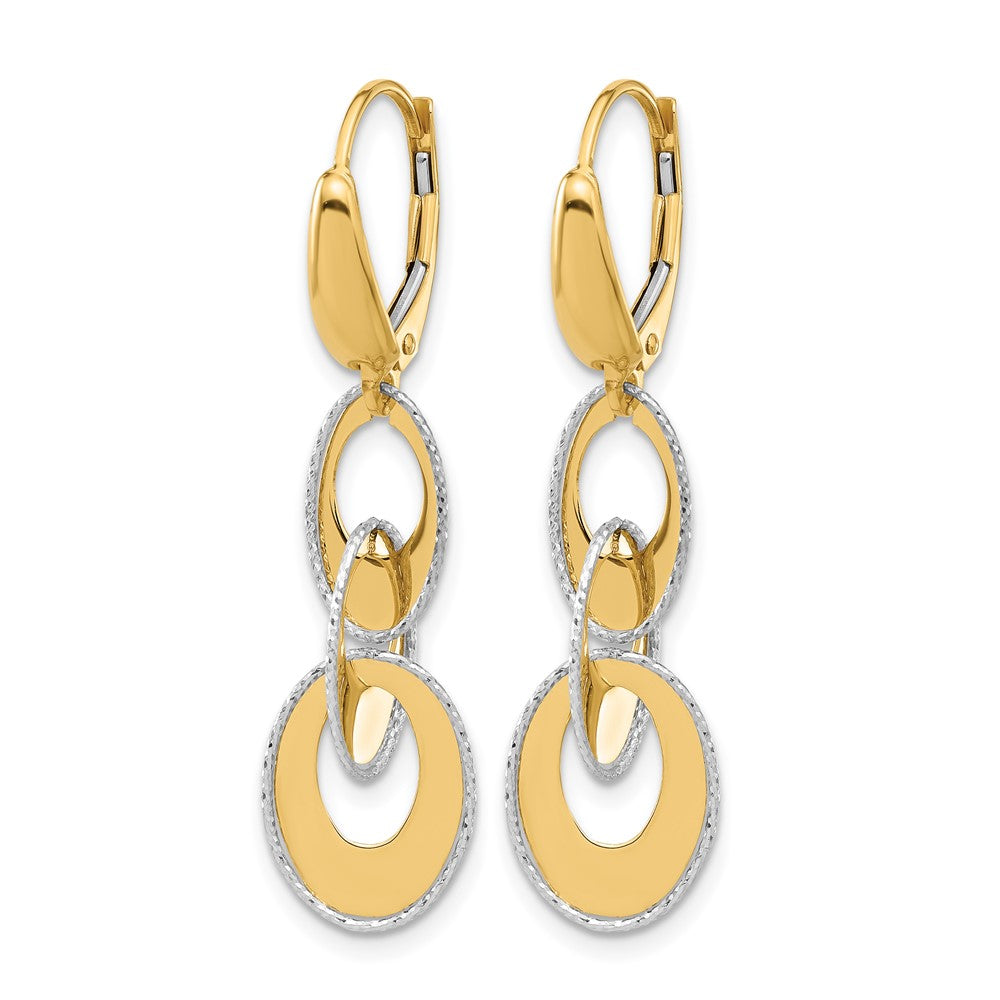 14K Two-Tone Polished & Diamond-Cut Ovals Dangle Leverback Earrings