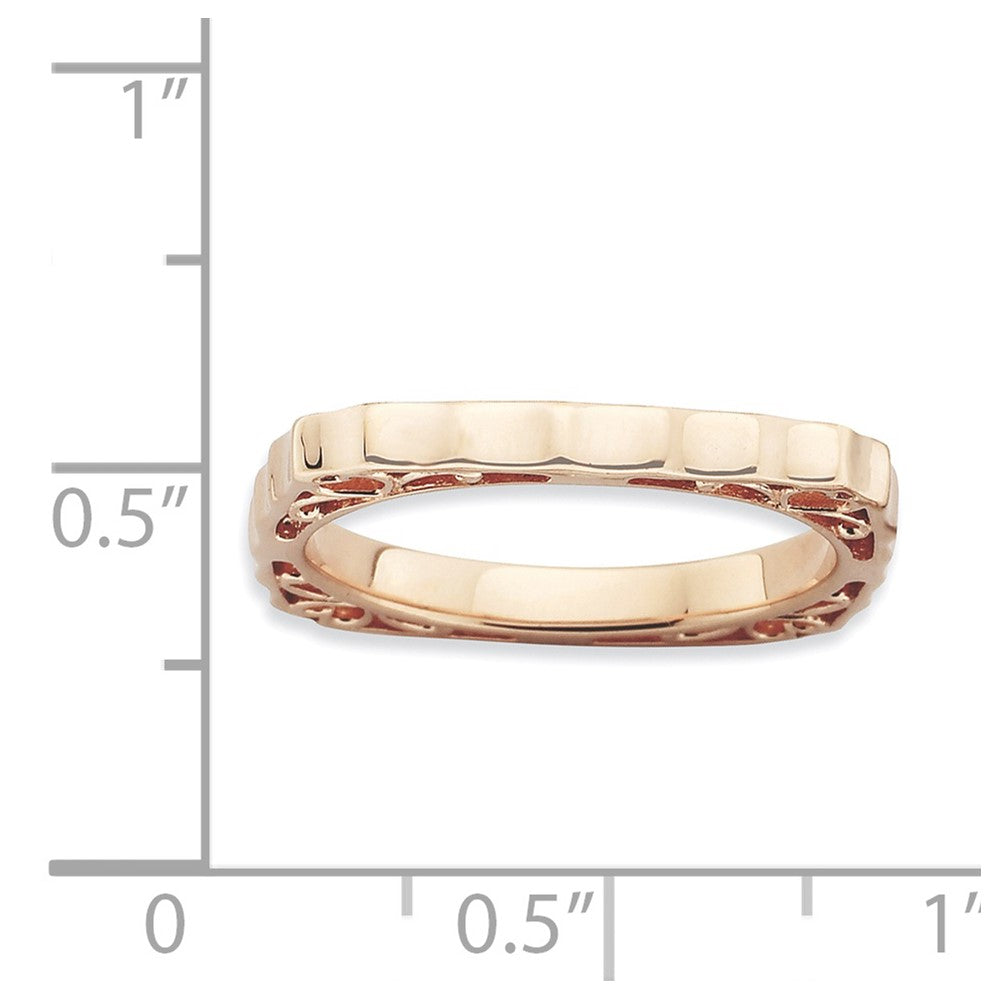 Sterling Silver Stackable Expressions Polished Pink-plate Square Ring