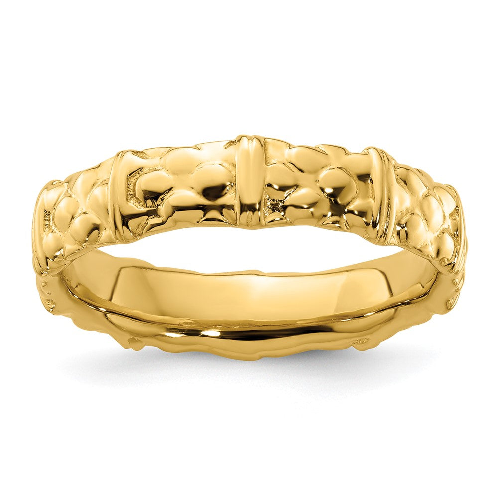 Sterling Silver Stackable Expressions Gold-plated Ring Size -10