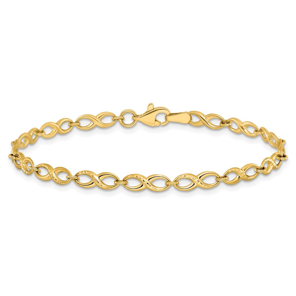 10K Polished and D/C Bracelet 7  inches