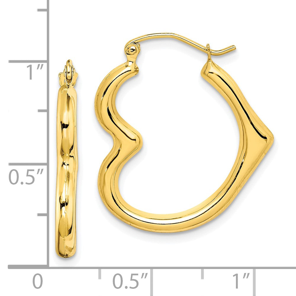 10K Hollow Heart Shape Hoop Earrings