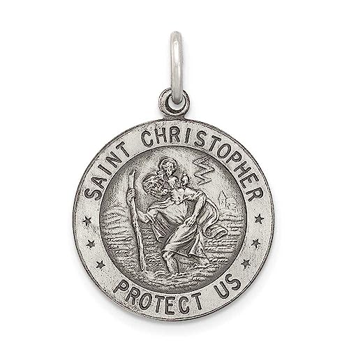 Sterling Silver Antiqued St. Christopher Football Medal