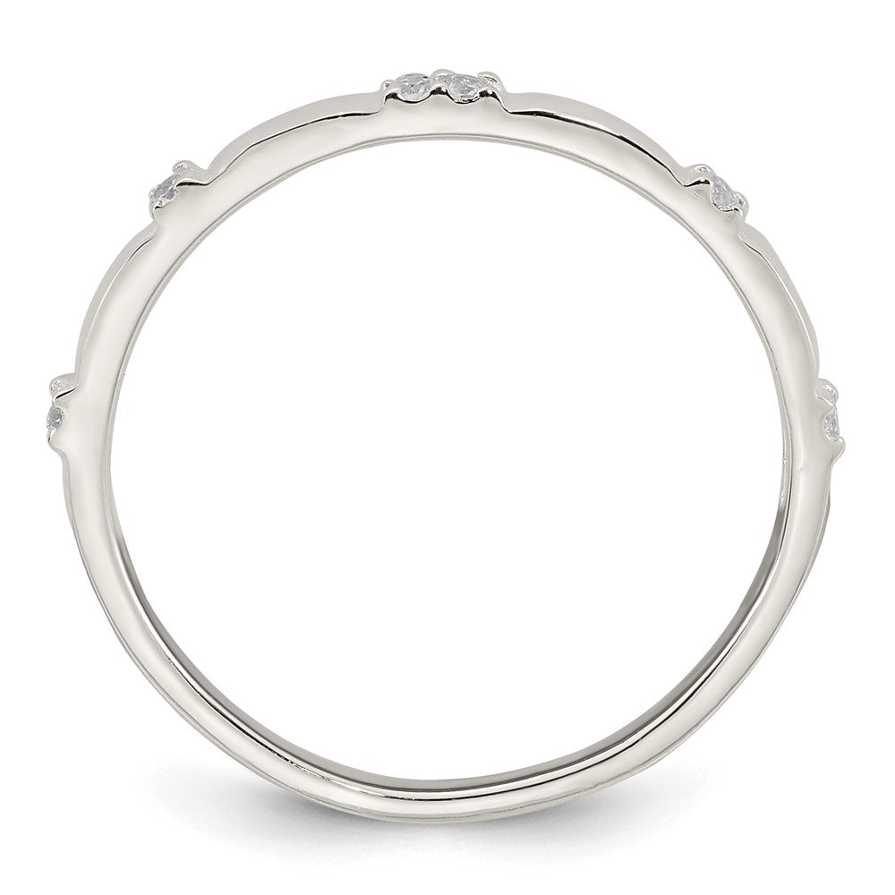 Sterling Silver Polished CZ 1.5mm Band Size 8 Ring