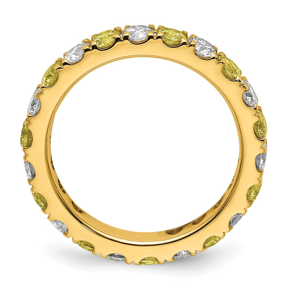 14k 1 carat Lab Grown Diamond VS/SI+ G+ and Lab Created Yellow Sapphire Size 5.5 Eternity Band