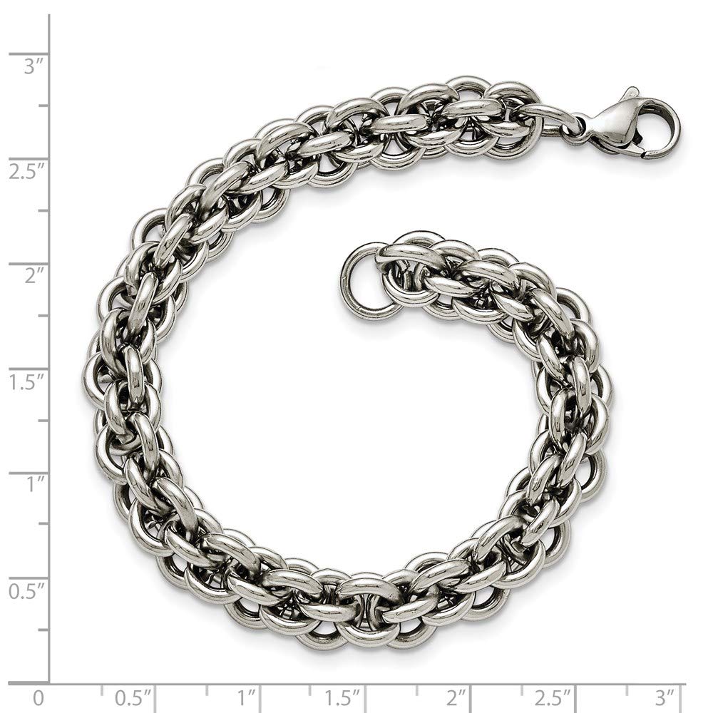 Stainless Steel Polished Fancy Circle Link 8.5in Bracelet 8.5 inches
