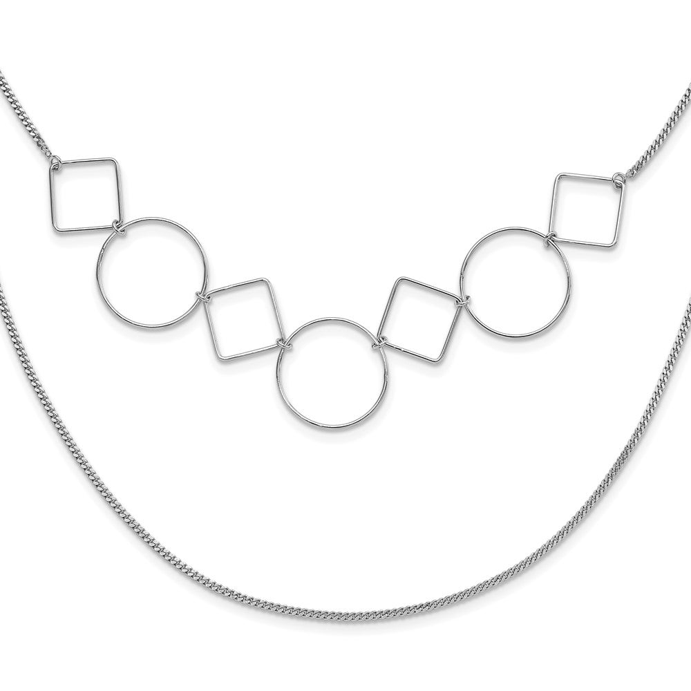 Sterling Silver Polished Double-strand Geometric Necklace