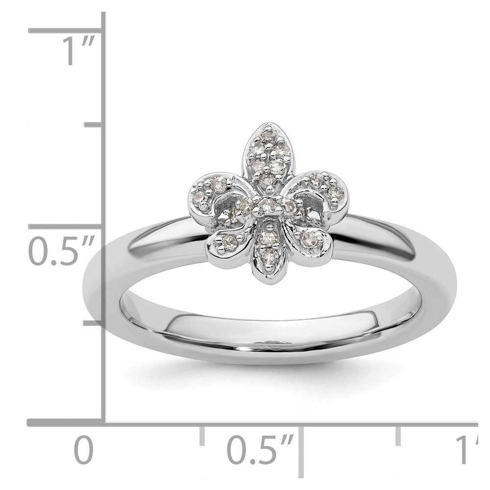 Sterling Silver Stackable Expressions Fleur De Lis Diamond Ring Size -5