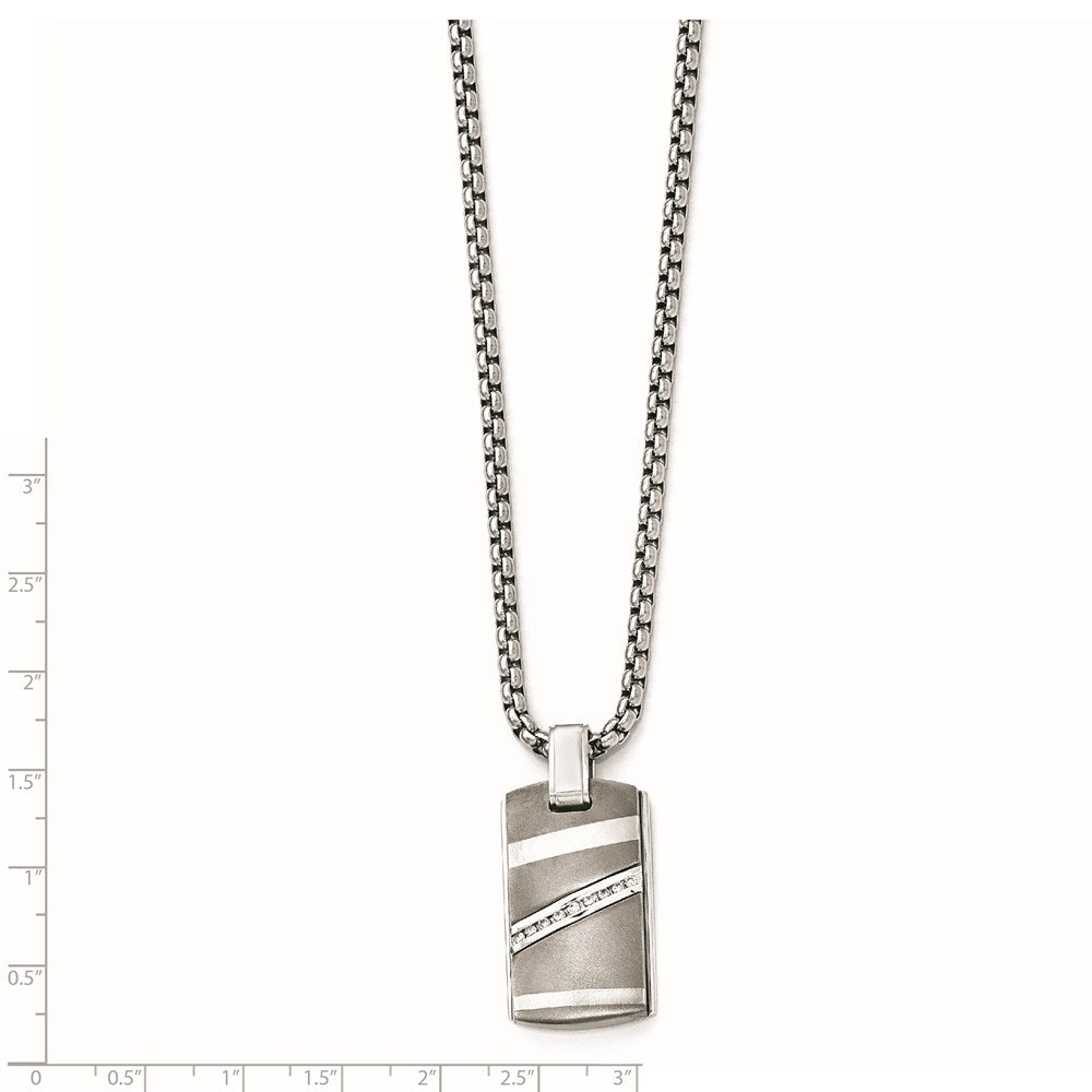 Edward Mirell Titanium .18ctw Diamond w/Sterling Silver Bezel Pendant Neck