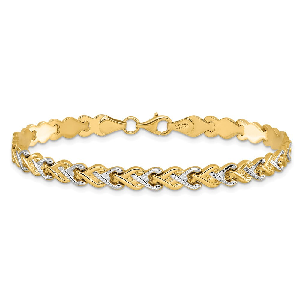 10K Rhodium-plated Polished D/C Bracelet 7.5  inches