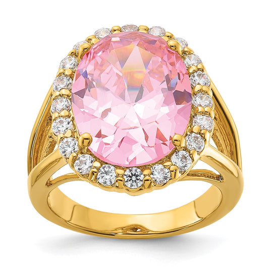 Kennedy Gold-tone Vermeil Simulated Kunzite & CZ Ring
