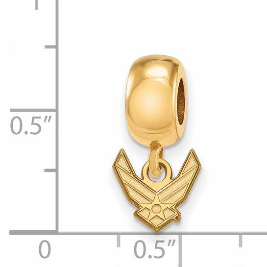 Sterling Silver Gold-plated LogoArt U.S. Air Force Extra Small Dangle Bead Charm