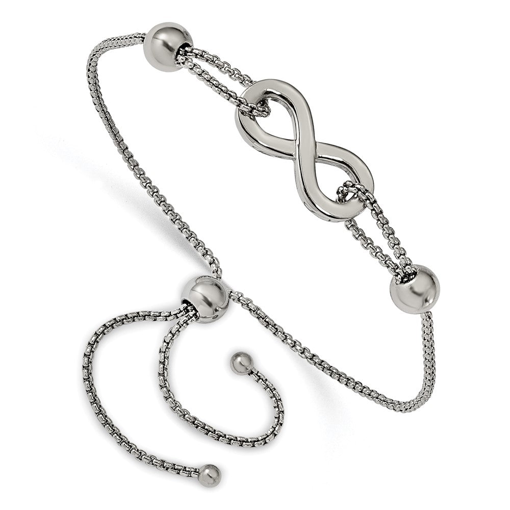 Stainless Steel Polished Infinity Symbol Adjustable Bracelet 9.5 inches