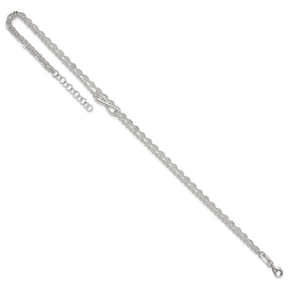 Sterling Silver Polished Infinity Double Strand 9 inch with 1 inch Extension Anklet