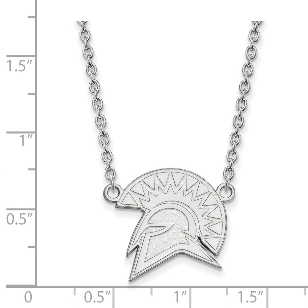 Sterling Silver San Jose State Large Mascot Pendant Necklace