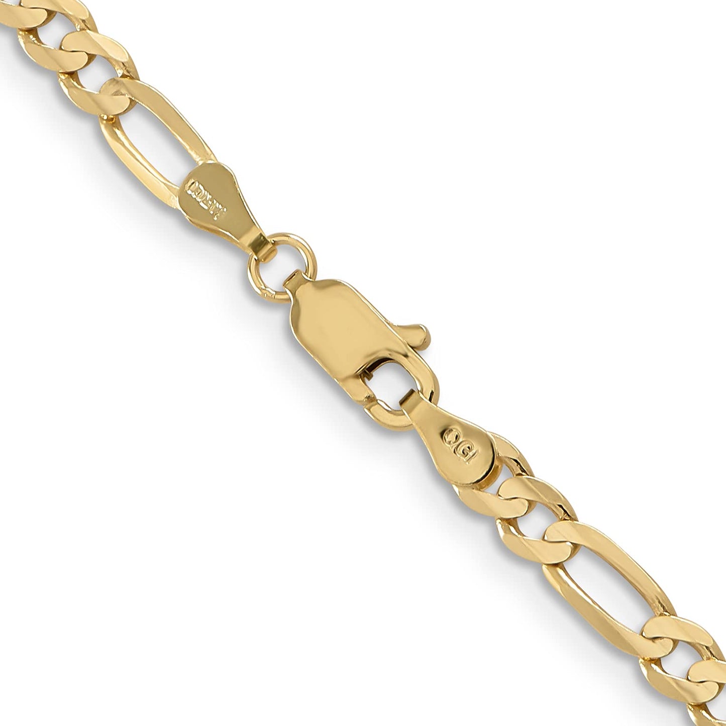 14K 24 inch 4mm Concave Open Figaro with Lobster Clasp Chain