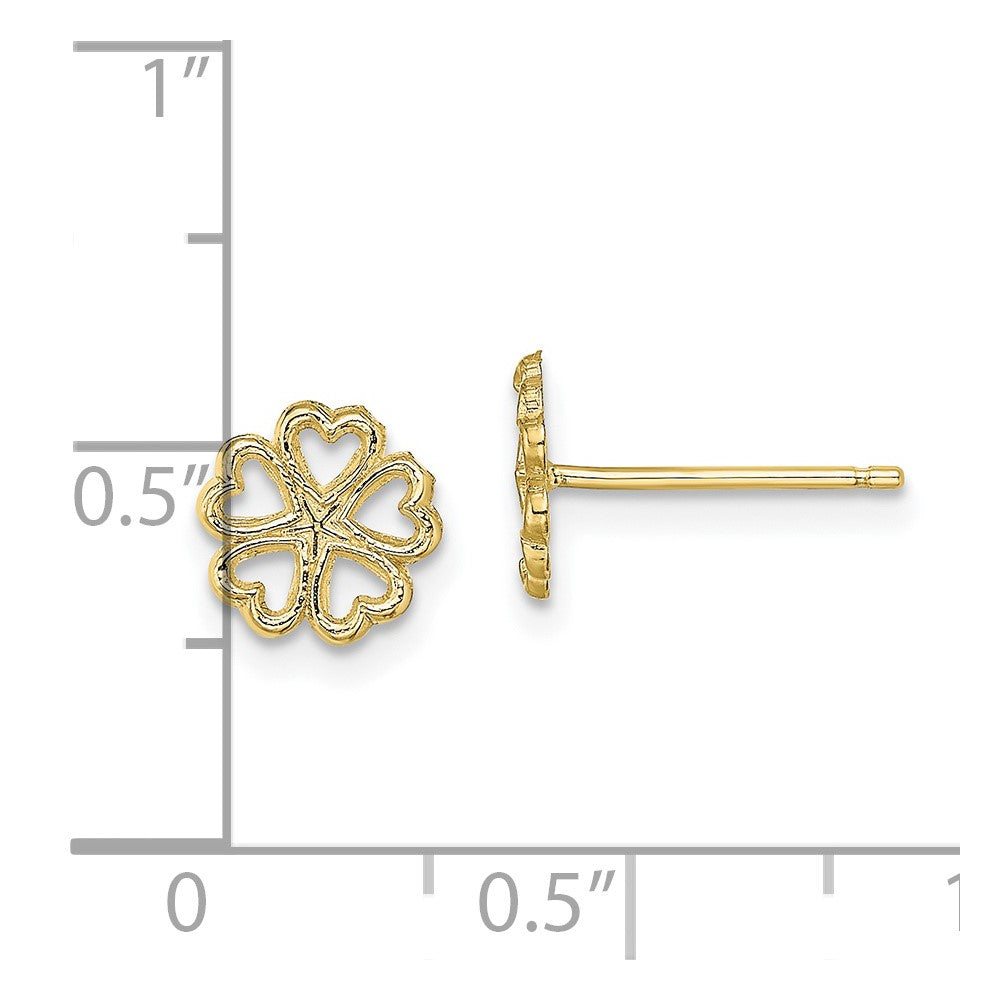 10k Five Hearts Circle Post Earrings