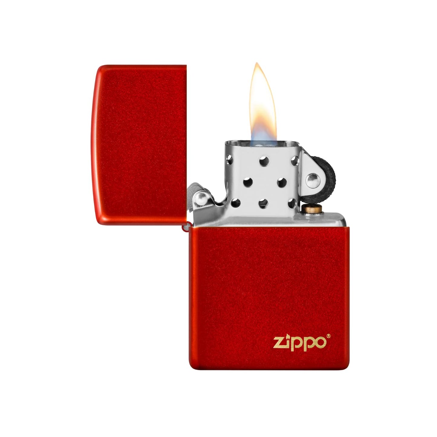 Zippo Metallic Red Matte Zippo Logo Pocket Lighter
