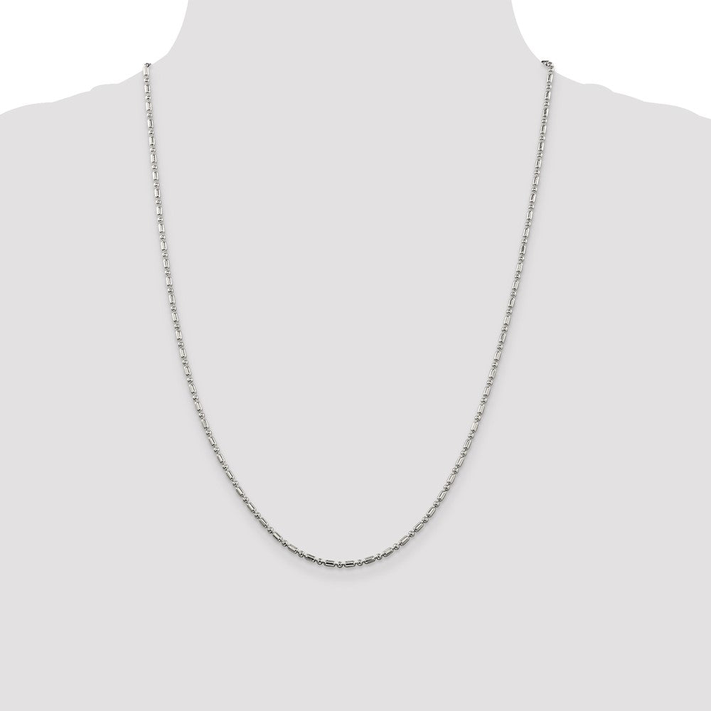 Sterling Silver 2mm Fancy Beaded Chain 24 Inches
