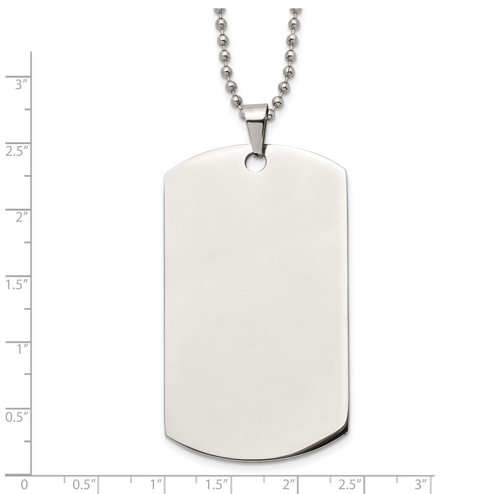 Stainless Steel Brushed & Polished Round Edge XLarge 2mm Dog Tag Necklace