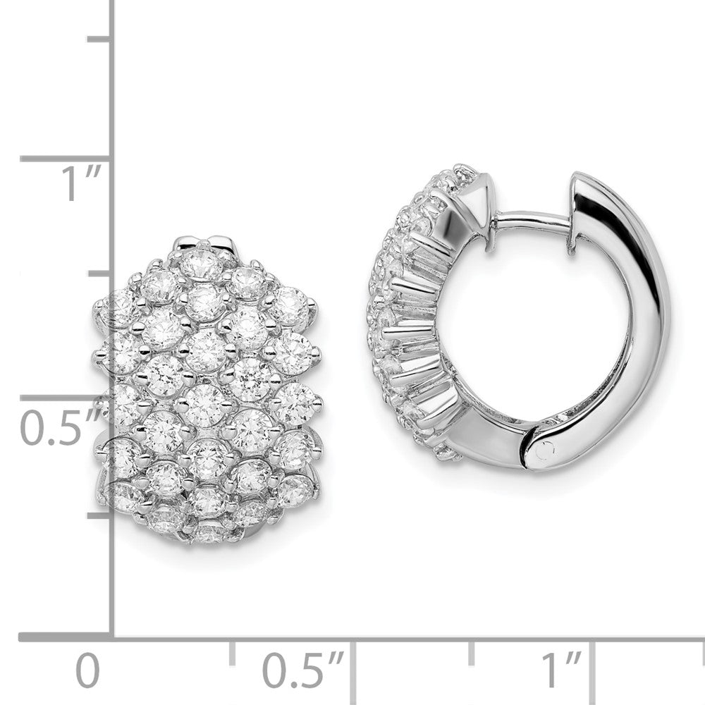 SS RHODIUM PLATE WHITE CZ HUGGIE STYLE HOOP