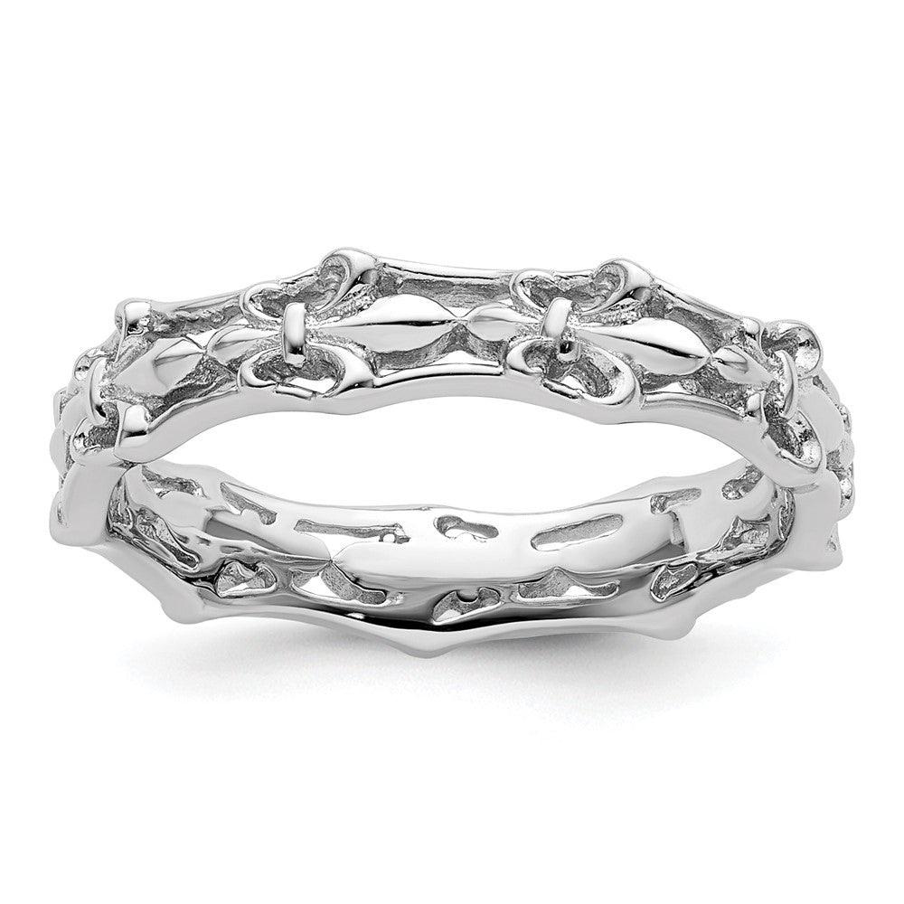 Sterling Silver Stackable Expressions Polished Fleur De Lis Ring Size -6