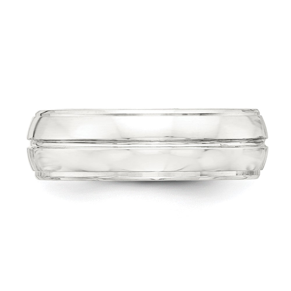 Sterling Silver 7mm Polished Domed Grooved Fancy Band Size 10.5