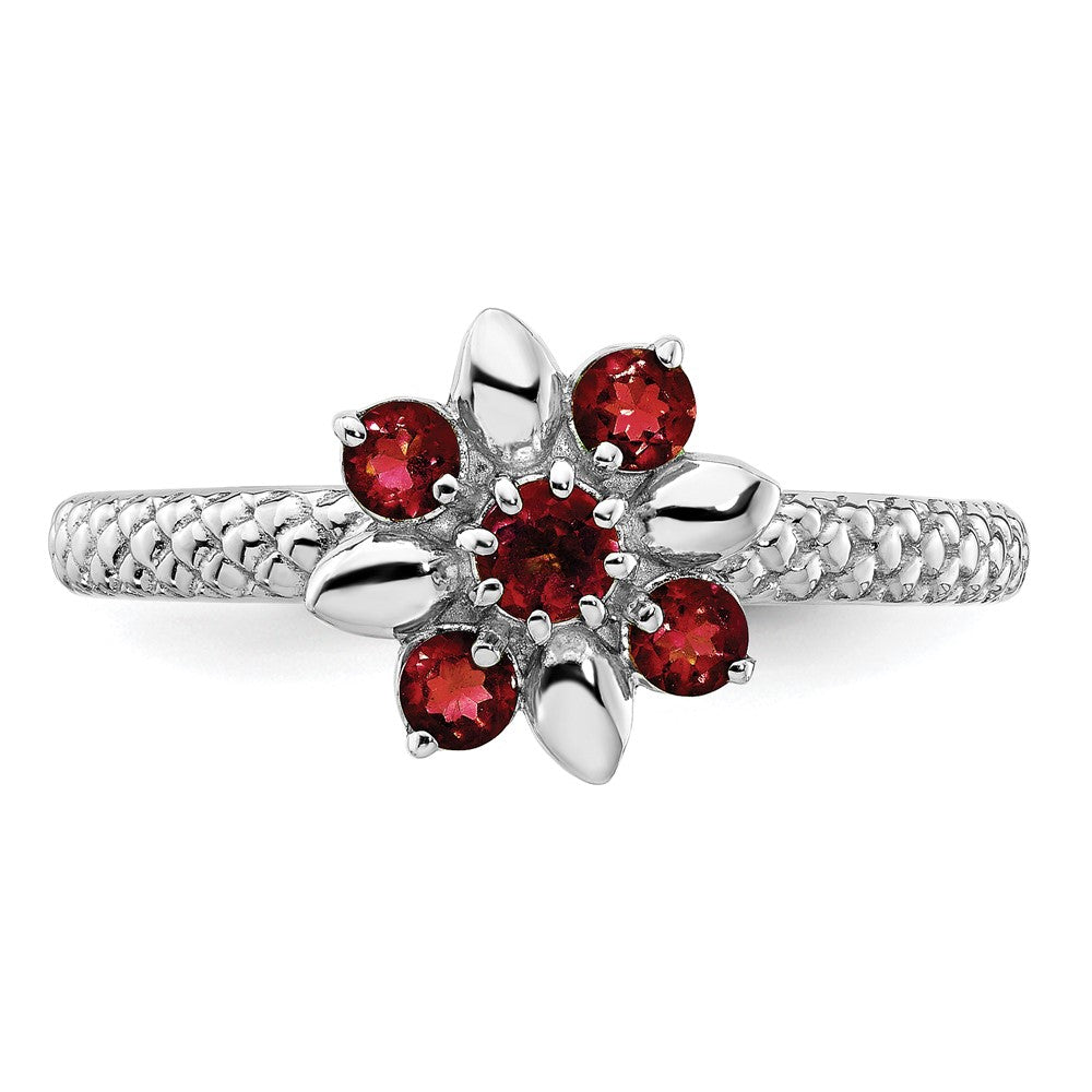 Sterling Silver Stackable Expressions Garnet Ring Size -6