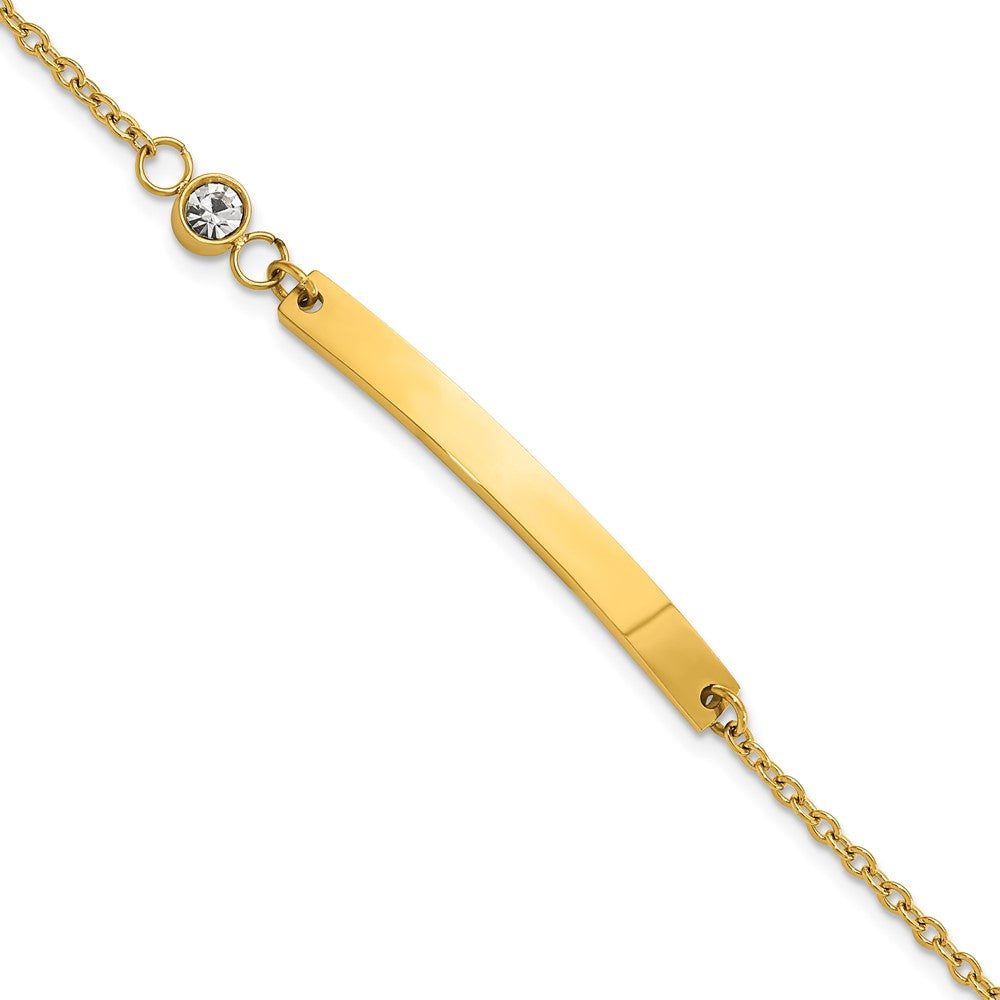 Stainless Steel Polished Yellow IP Crystal 6.75in w/1in ext ID Bracelet 6.75 inches