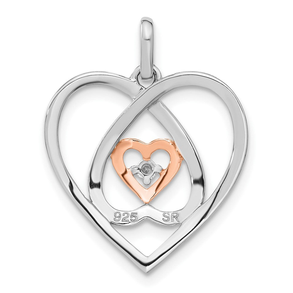 Sterling Silver and Rose-tone Diamond Heart Pendant