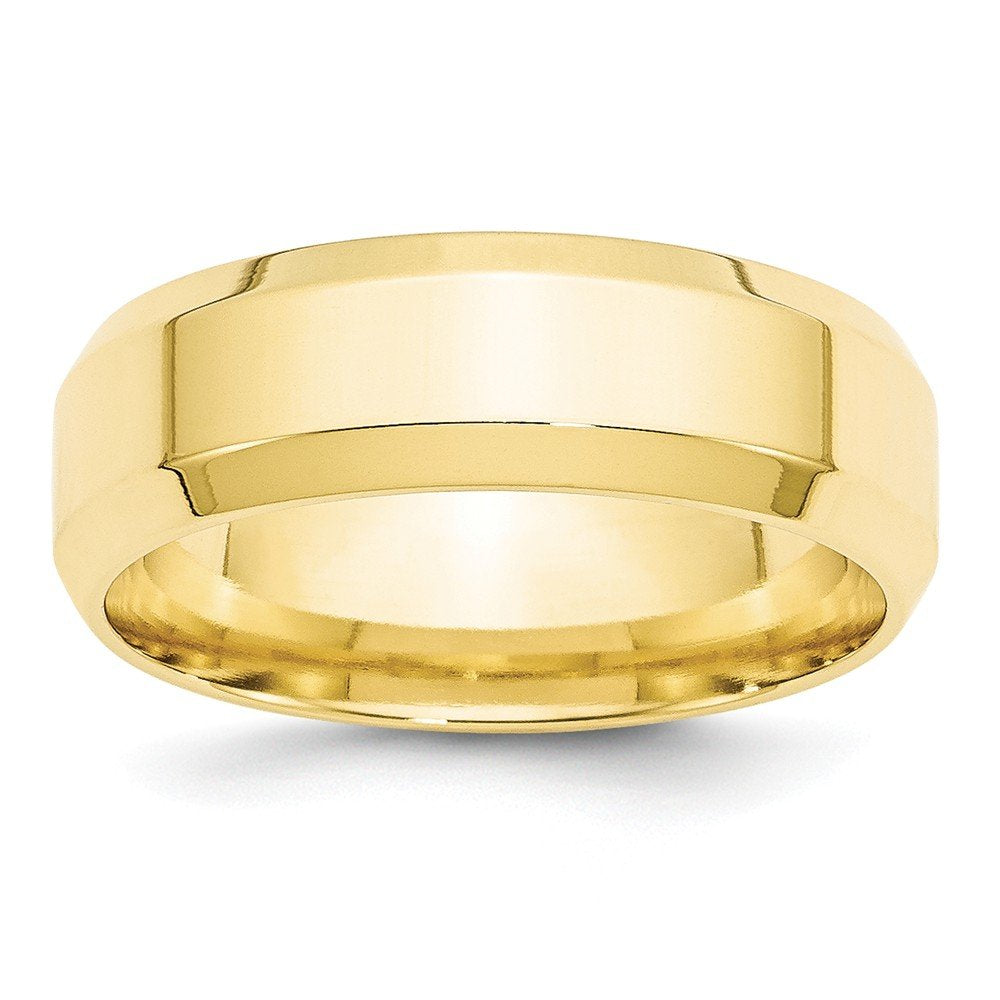 10k Yellow Gold 7mm Beveled Edge Comfort Fit Wedding Band Size 9