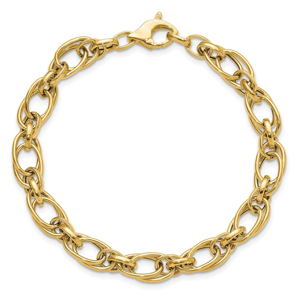 14K Polished Fancy Oval Link Bracelet 7.5  inches