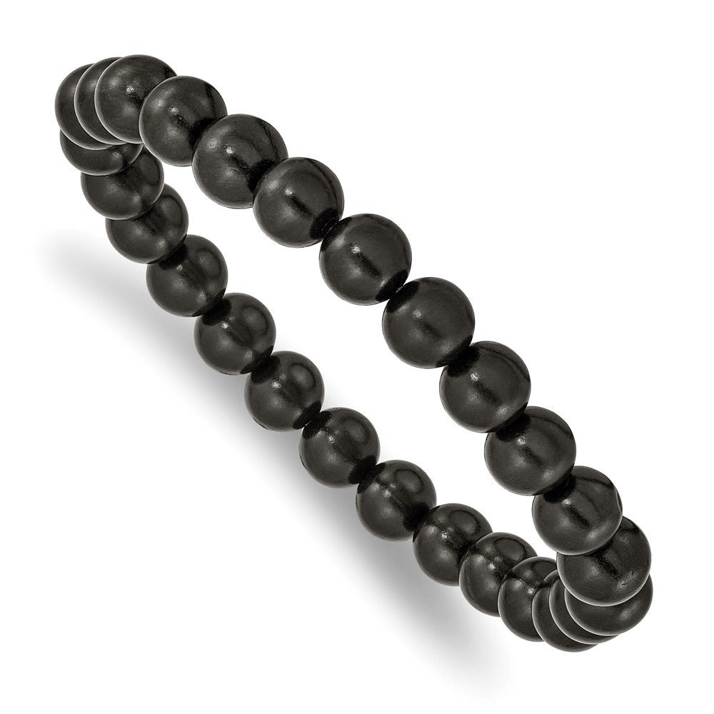 Stretch Bead Black Wood Bracelet 7 inches