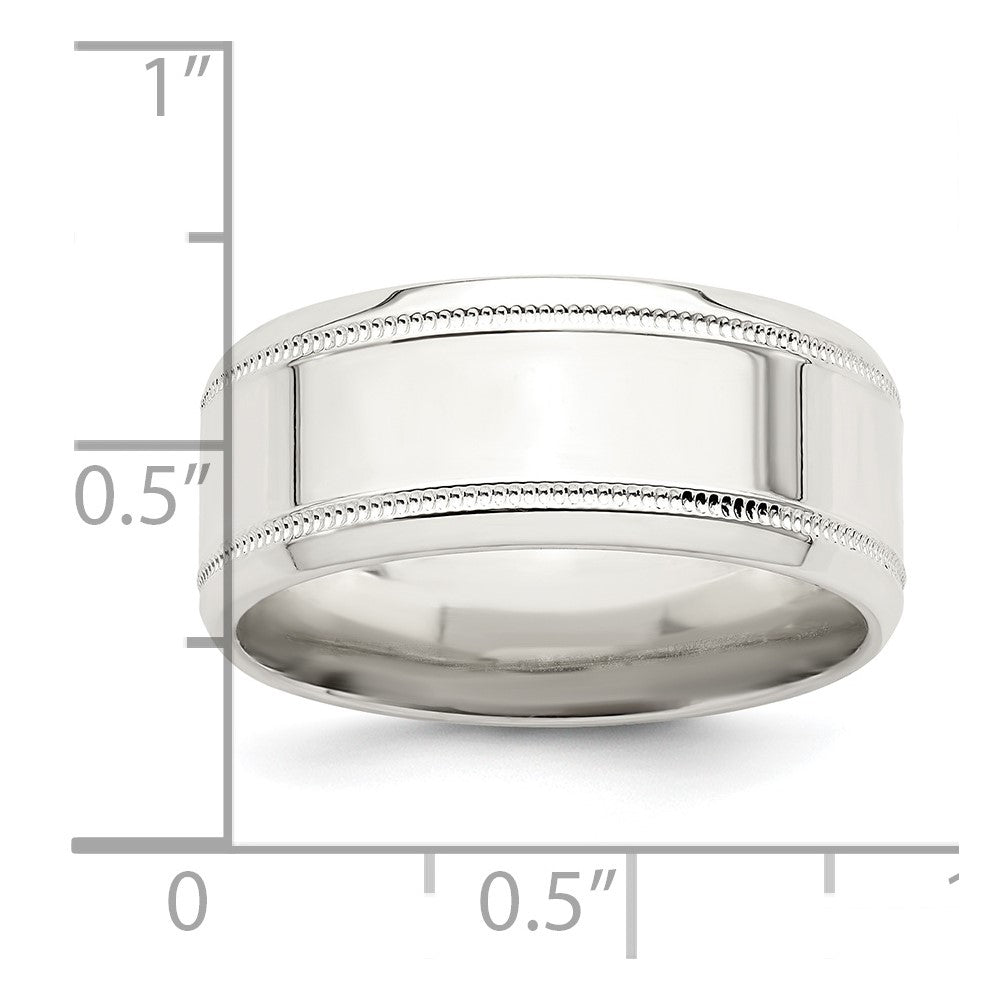 Sterling Silver 6mm Polished Flat Milgrain Beveled Edge Fancy Band Size 12.5