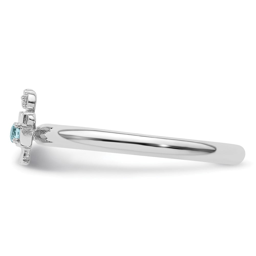 Sterling Silver Stackable Expressions Rhodium Blue Topaz Girl Ring