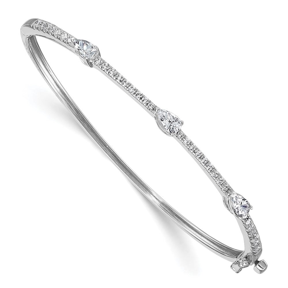 True Origin 14K White Gold 1 3/8 carat Lab Grown Diamond VS+ F+ 6.75 in Complete Hinged Bangle