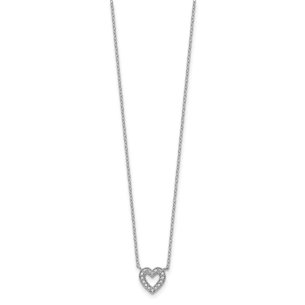 Sterling Silver Rhodium-plated CZ Open Heart 18 inch Necklace 18 Inches