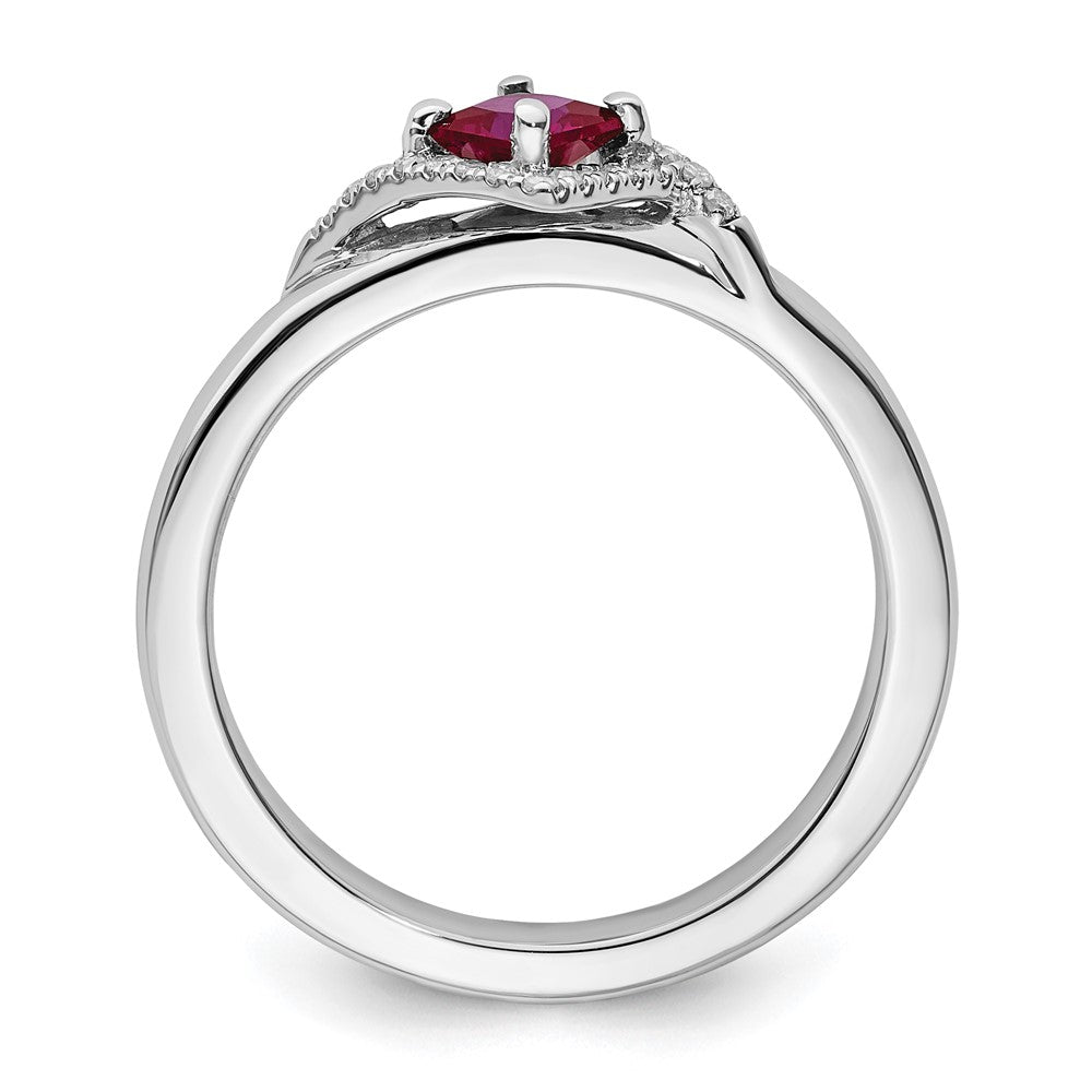 Sterling Silver Stackable Expressions Polished Cr. Ruby & Dia Ring Size -10