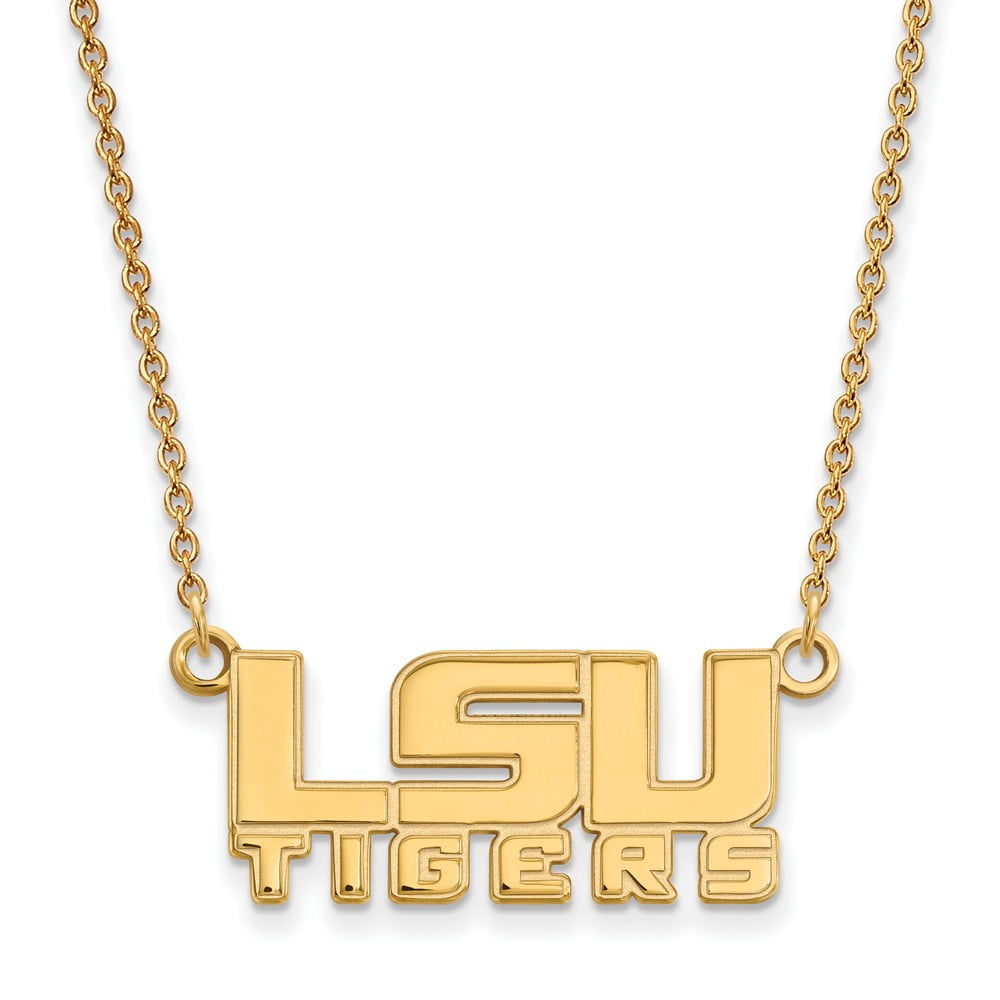 Beautiful Sterling Silver w/GP LogoArt Louisiana State U Small Pendant w/Necklace