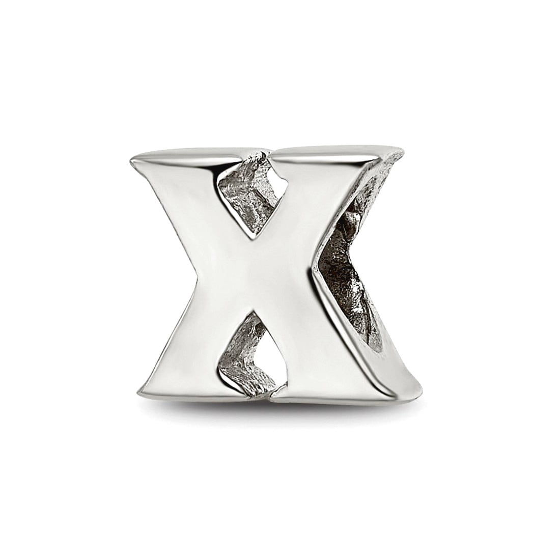 925 Sterling Silver Polished Reflections SimStars Letter Name Personalized Monogram Initial X Bead Charm 8.18x8.18mm Wid