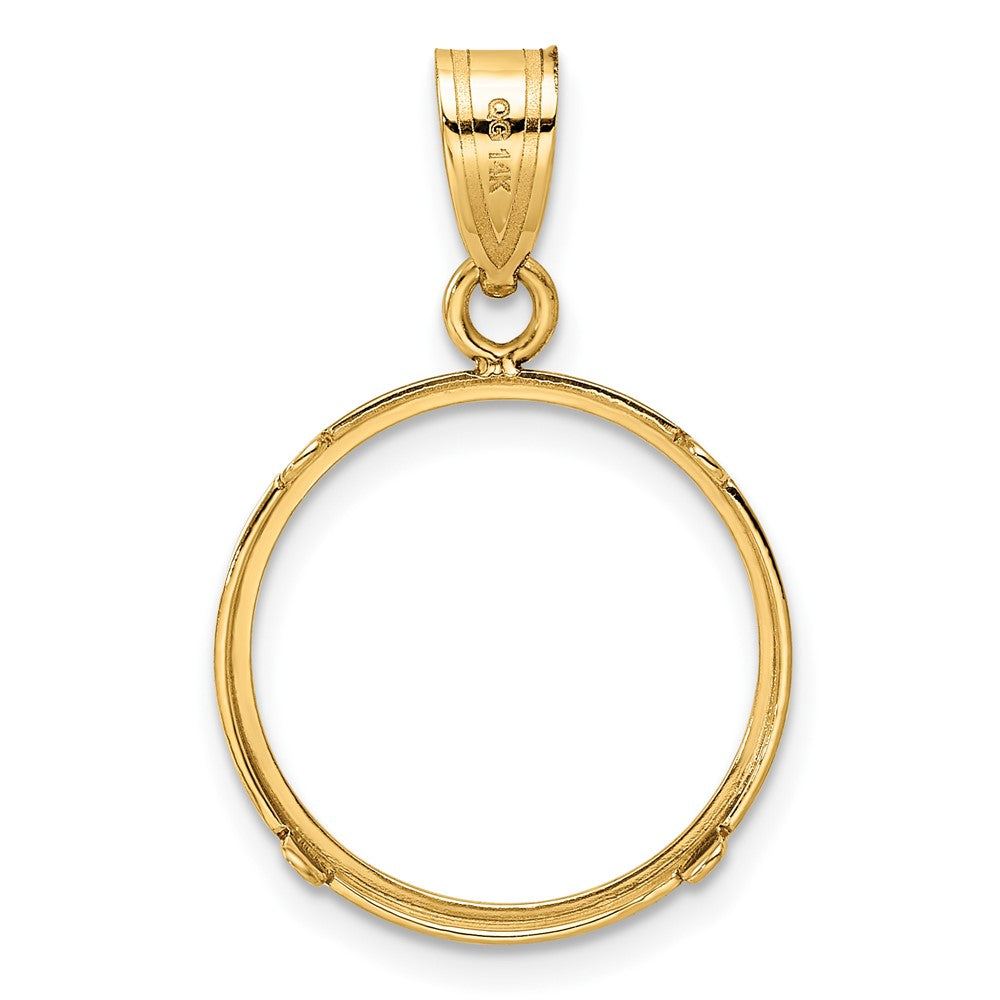 Wideband Distinguished Coin Jewelry 14k Polished 16.5mm Prong Coin Bezel Pendant