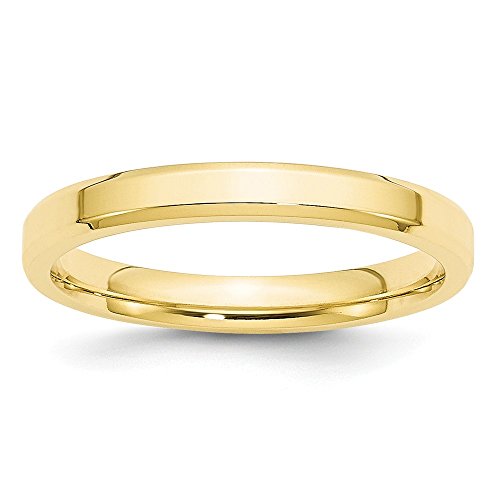 10k Yellow Gold 3mm Beveled Edge Comfort Fit Wedding Band Size 12