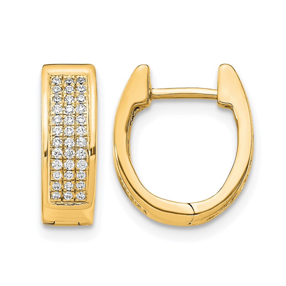 14k 1/4 carat Diamond Pave Small Hinged Oval Hoop Earrings