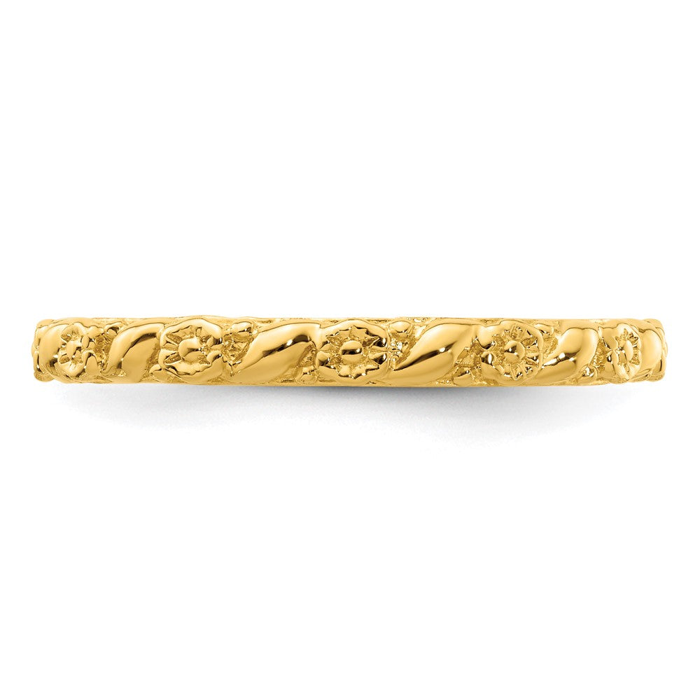 Sterling Silver Stackable Expressions Gold-plated Polished Flower Ring