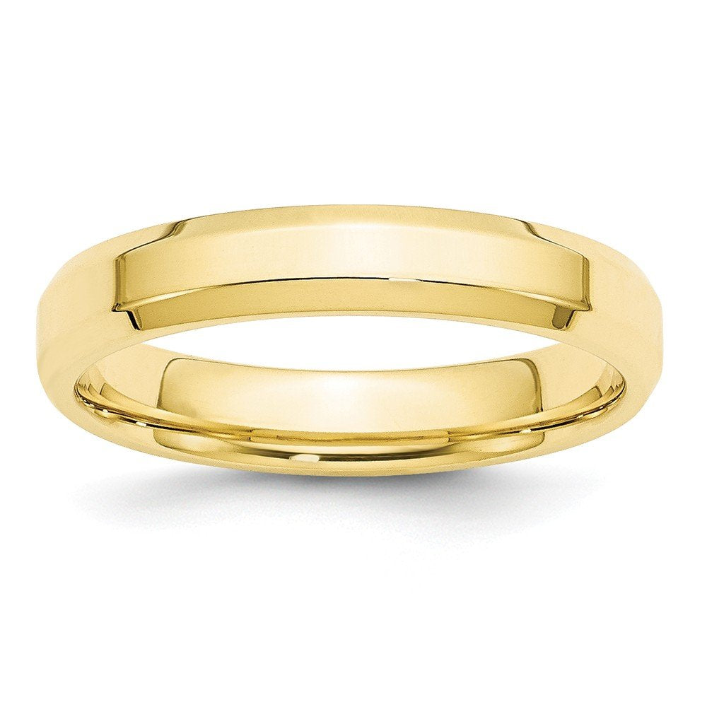 10k Yellow Gold 4mm Beveled Edge Comfort Fit Wedding Band Size 9