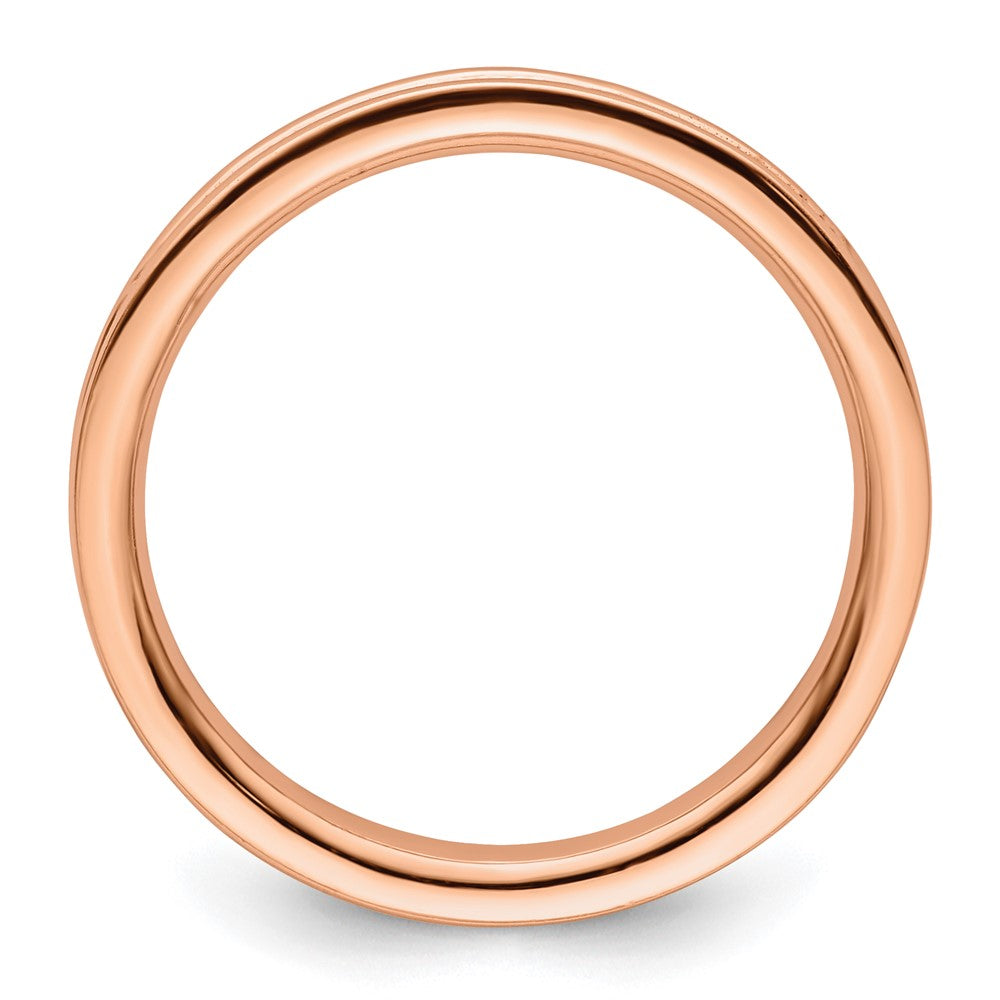 Sterling Silver Stackable Expressions Pink-plated Grooved Ring Size -7