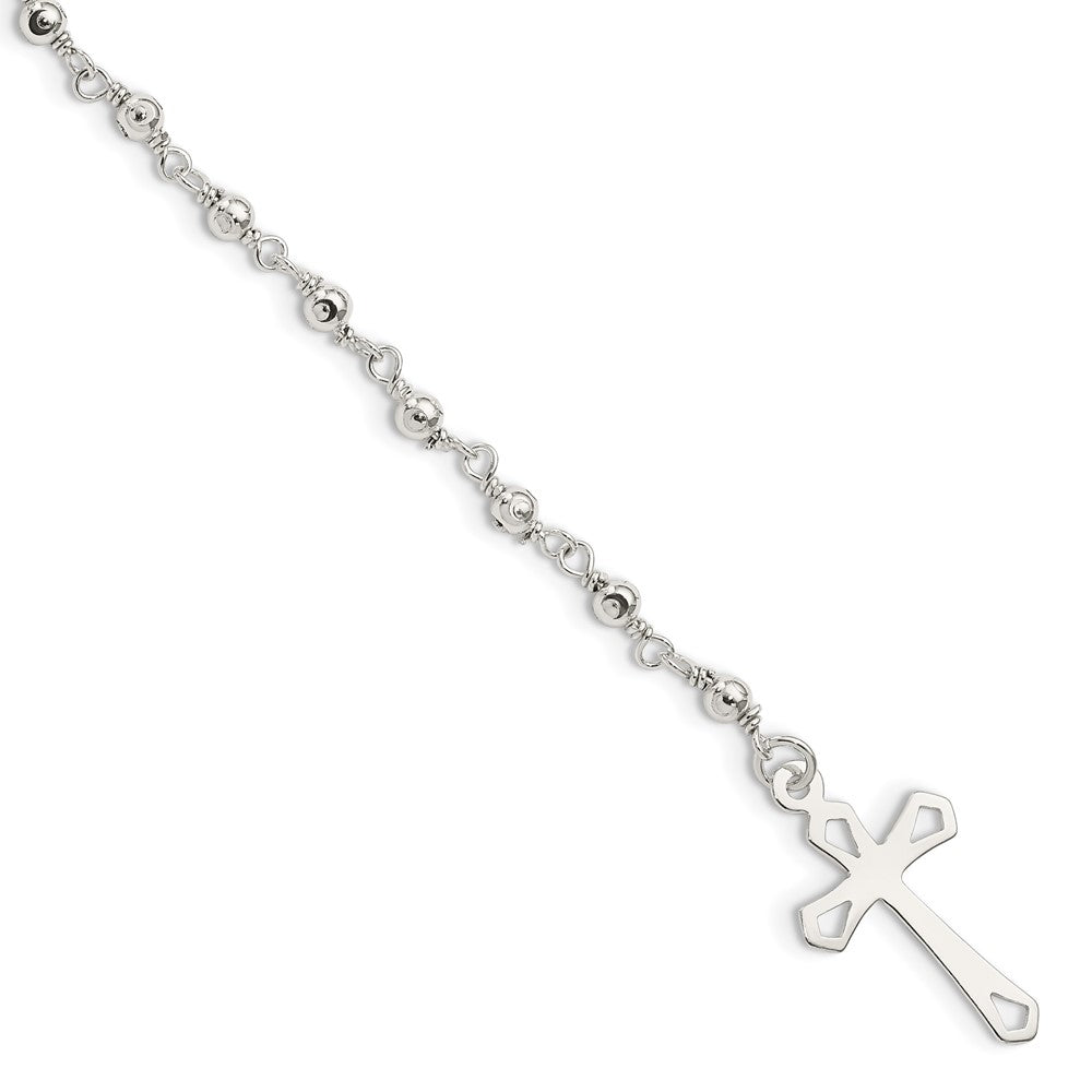 Sterling Silver Polished Bead Rosary 7.5 inch Bracelet 7.5 inches