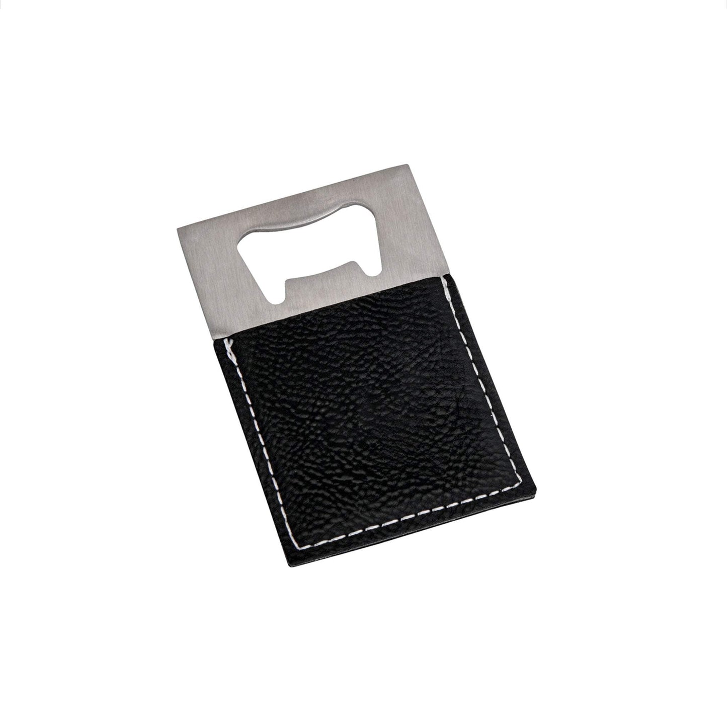 LEATHERETTE OPENER BLACK, 3.5" X 2"