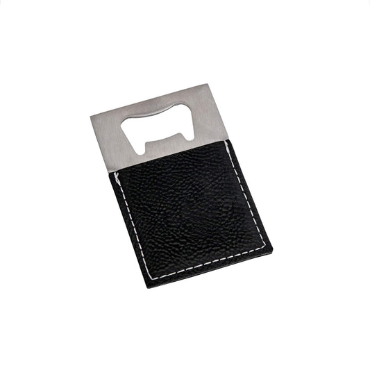 LEATHERETTE OPENER BLACK, 3.5" X 2"