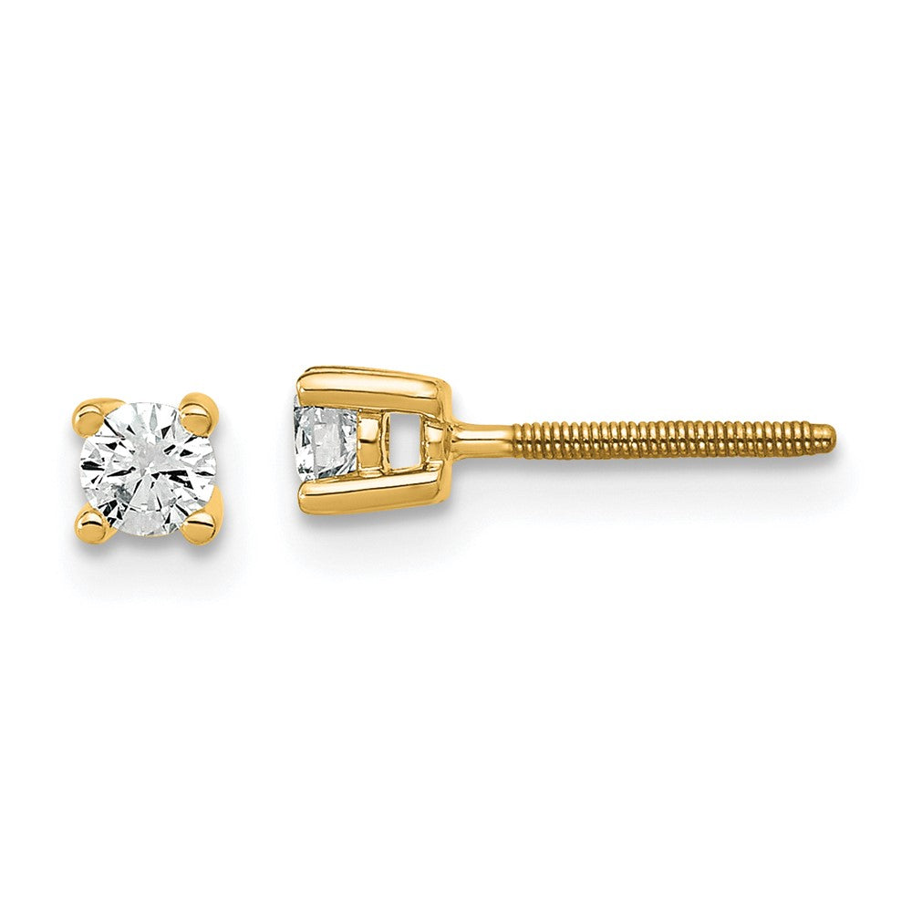 14k Yellow Gold 1/5 ctw Lab Grown Diamond VS/SI+ G+ Round 4 Prong Heavy Wt. Screwback Stud Earrings
