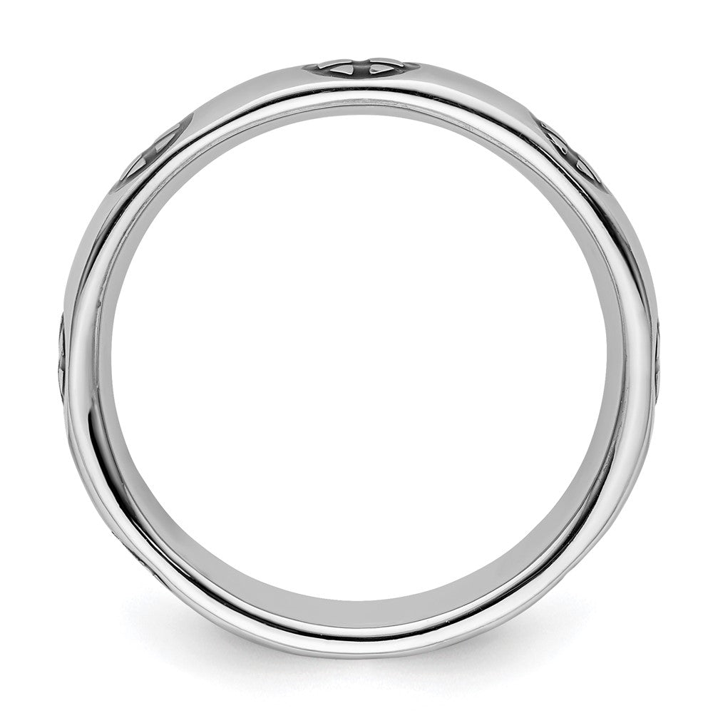 Sterling Silver Stackable Expressions Polished Enameled Peace Sign Ring Size -7